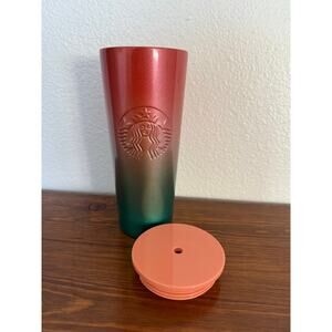 Starbucks Summer 2020 Watermelon Ombre Peach Green Glitter 24 oz Tumbler Cup